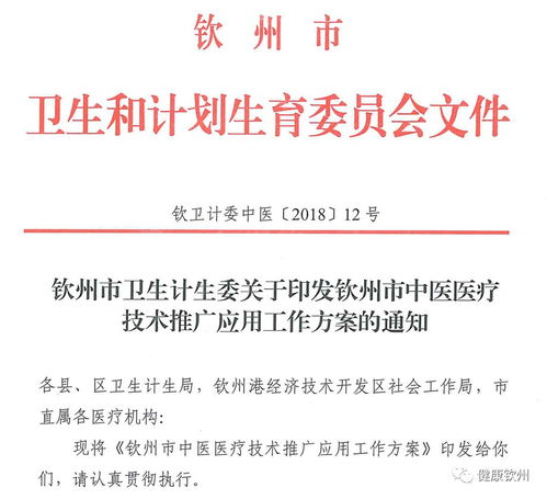 权威发布丨官宣 钦州中医医疗技术推广应用工作这样做